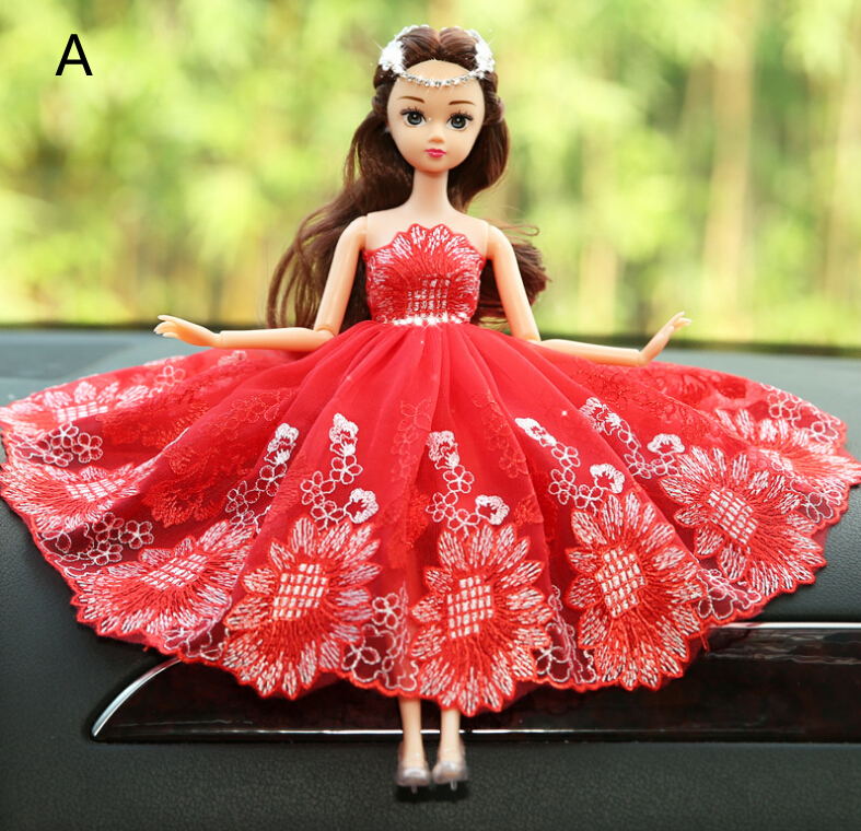 Red Noble Barbie Wedding Dolls For Car Decoration